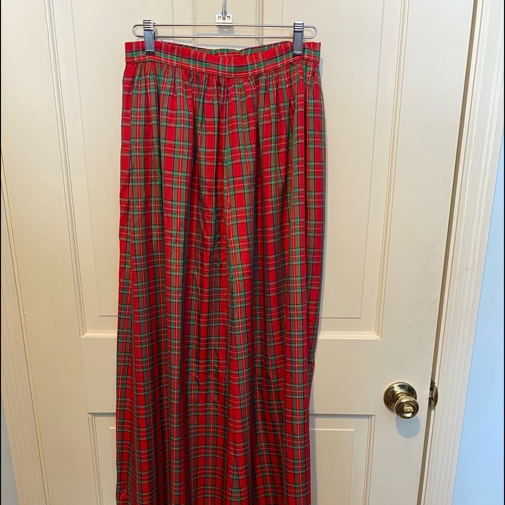 Handmade Floor Length Red Plaid Skirt SIZE SMALL